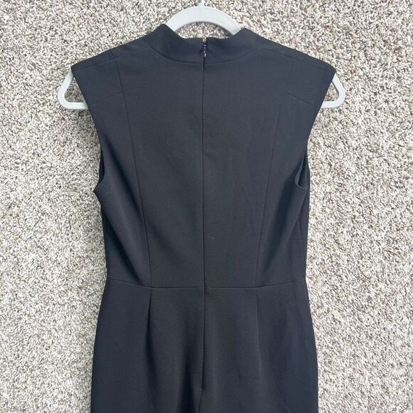 Calvin Klein Jumpsuit Women’s 2 Black Faux Wrap V-Neck Sleeveless - Picture 6 of 9